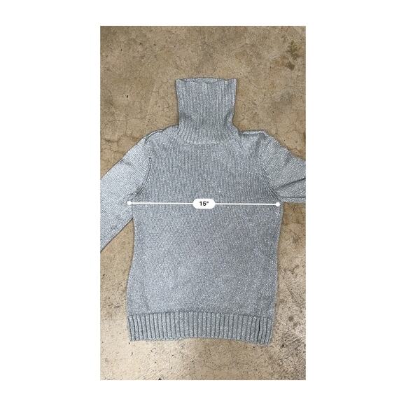 Ralph Lauren Women’s Silver Metallic Ribbed Turtleneck Sweater Small - Picture 3 of 8